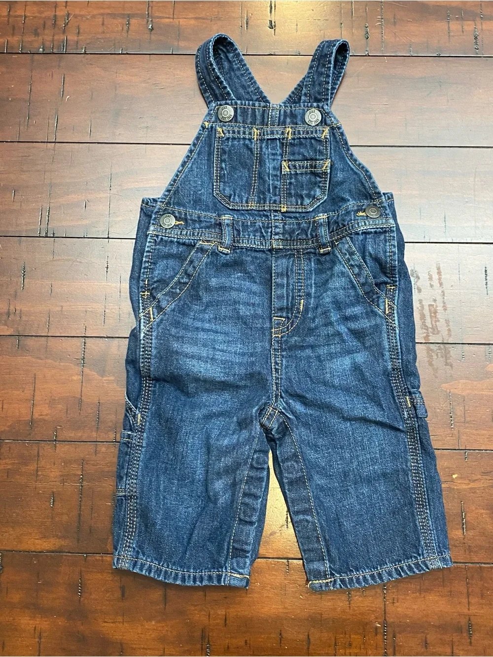 Baby Boy Bundle: Gap Denim Overalls (6-12M) & Chaps Plaid Button-Down (6M)
